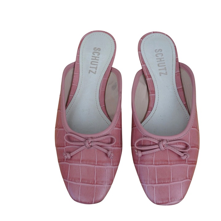 NWOB Schutz Carlene Rosa Croc Embossed Mule Ballet Flats Sz 6B