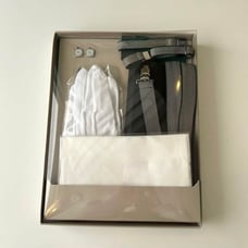 Tuxedo Grey Suspender & Glove Set for Wedding