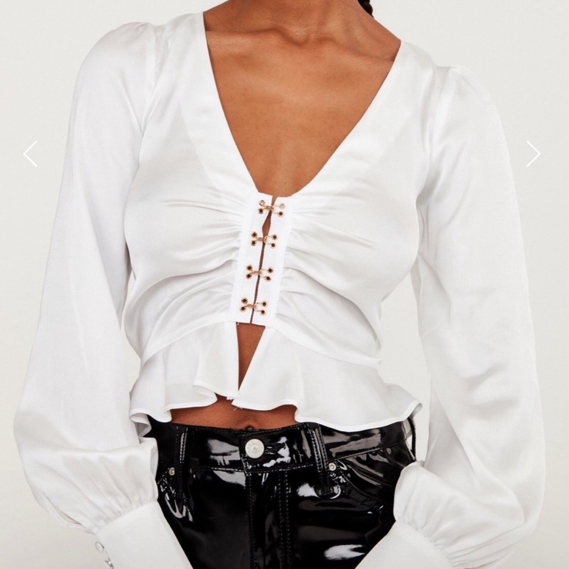 FOR LOVE & LEMONS Isabella Ruched Top in White, Size Large