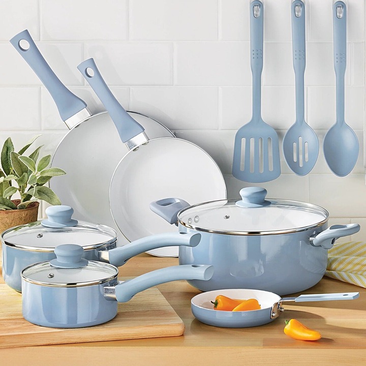 Nonstick Cookware Set 12 Piece Kitchen Ceramic Pots and Pans with Lids
