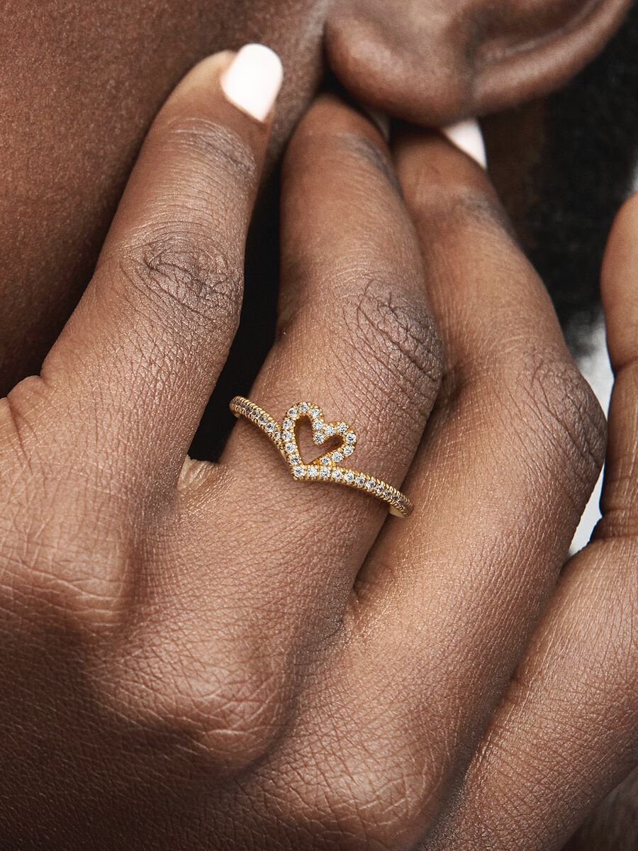 Gold Pandora Heart Shaped Ring