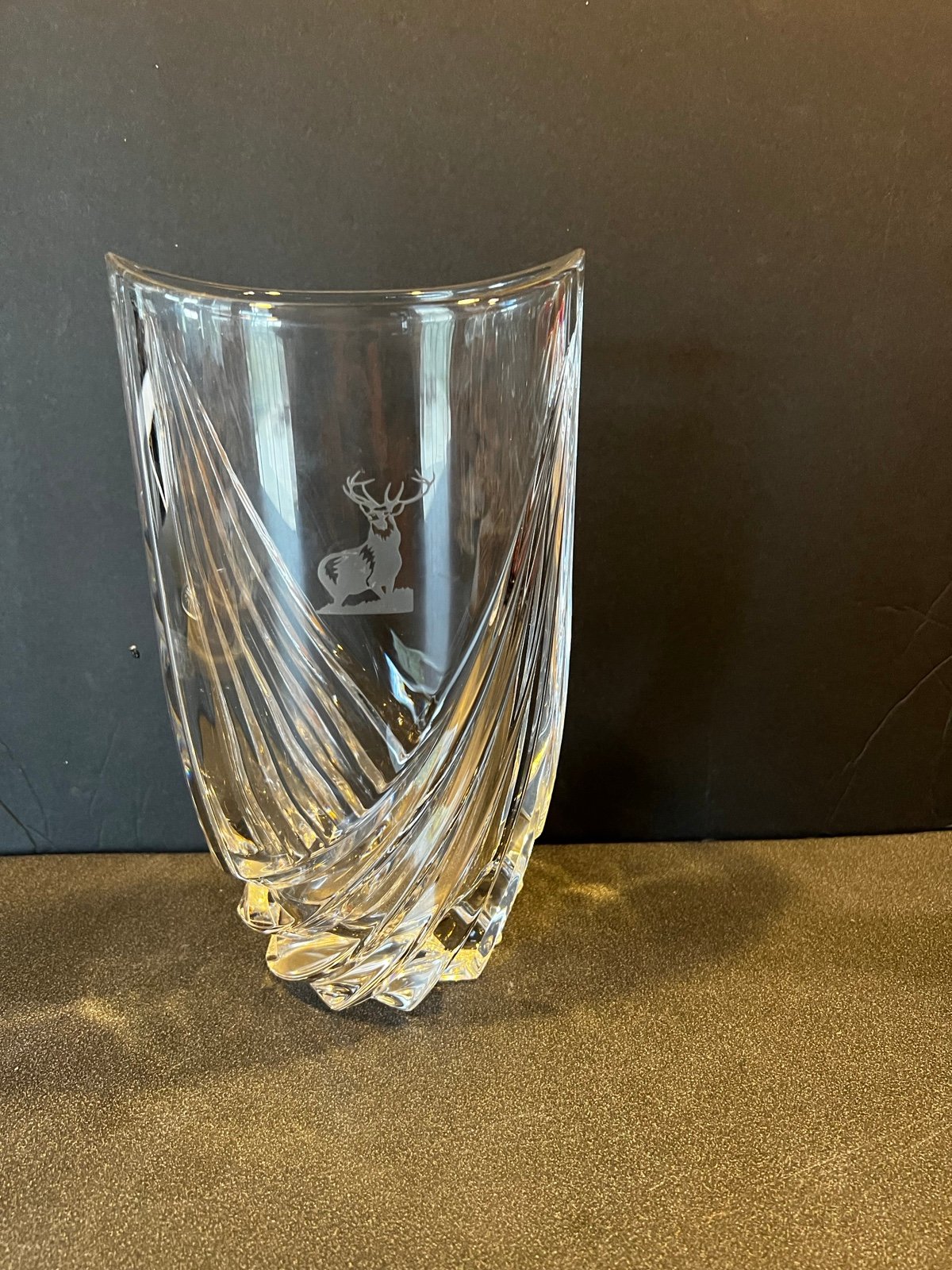 Marquis WATERFORD Crystal Zephyr Vase with etched Buck