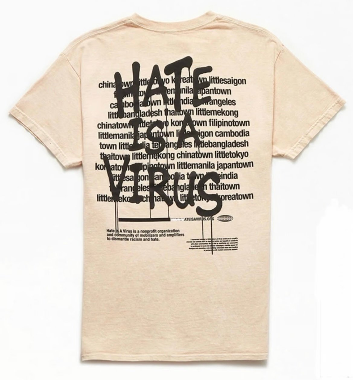 Uprisers Hate is a virus cream tee large graphic shirt