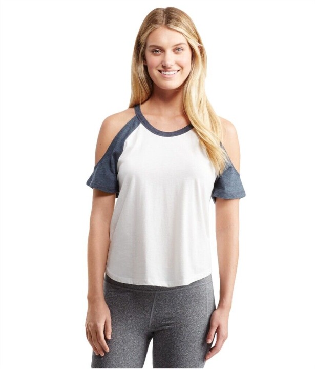 Women's Cold Shoulder Crop Graphic T-Shirt, White