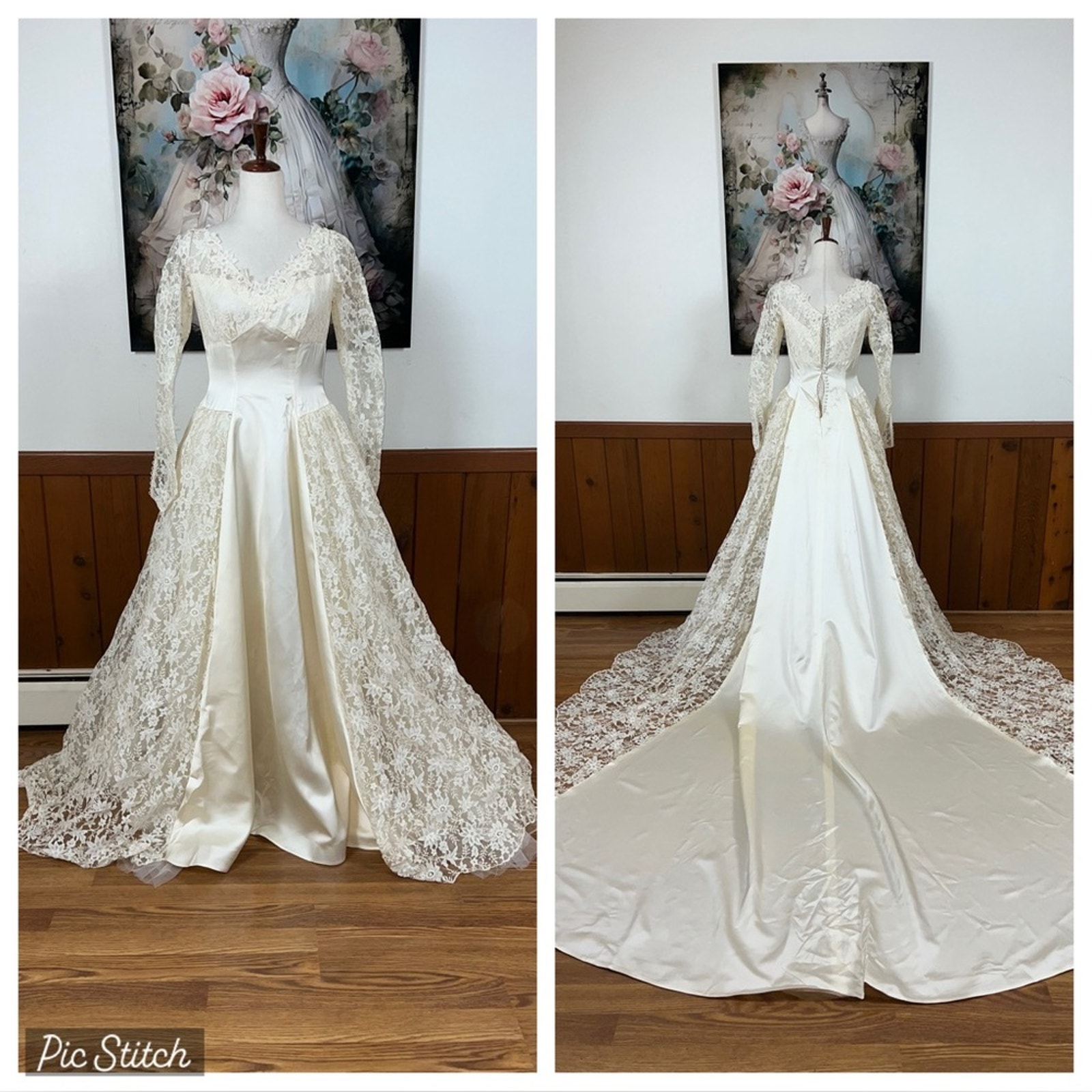 Spectacular Vintage 1940s/50s Vene New York Liquid Satin Wedding Gown!