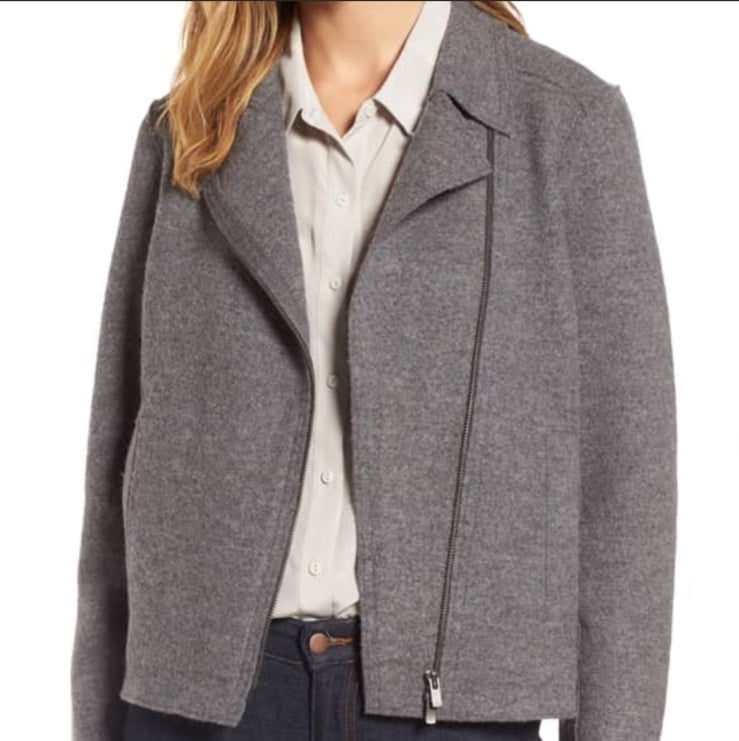 Eileen Fisher Moto Gray Sweater Jacket