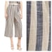 ASTR the Label Linen Blend Blue and Cream Striped Wide Leg Cropped Pants