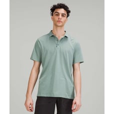 Lululemon Mens Polo Shirt Green Evolution Short Sleeve Striped Performance Small