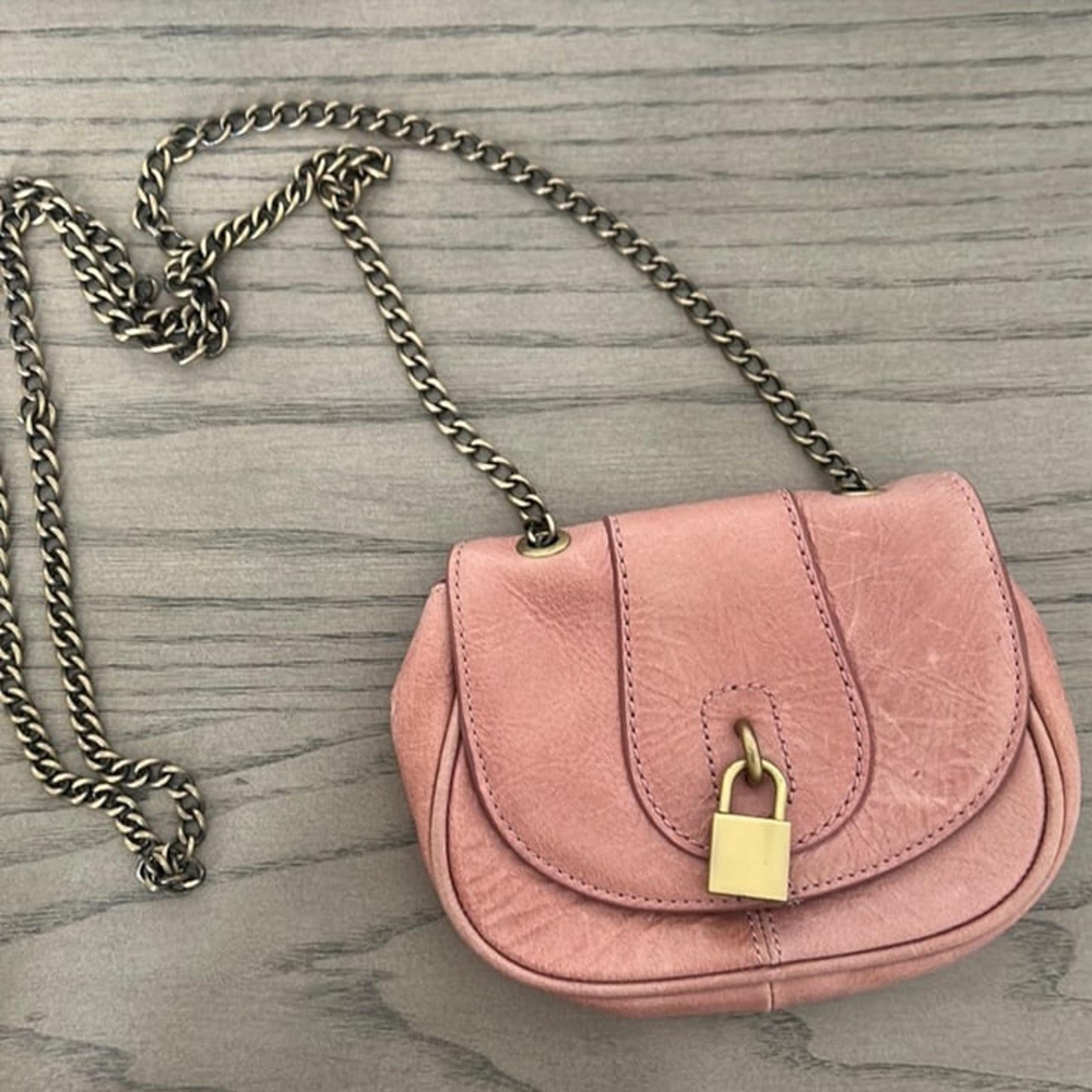 Small Banana Republic Pink Leather Crossbody with chain