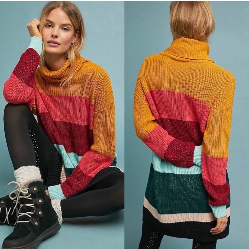 Farm Rio x Anthropologie Rainbow Turtleneck Tunic XS