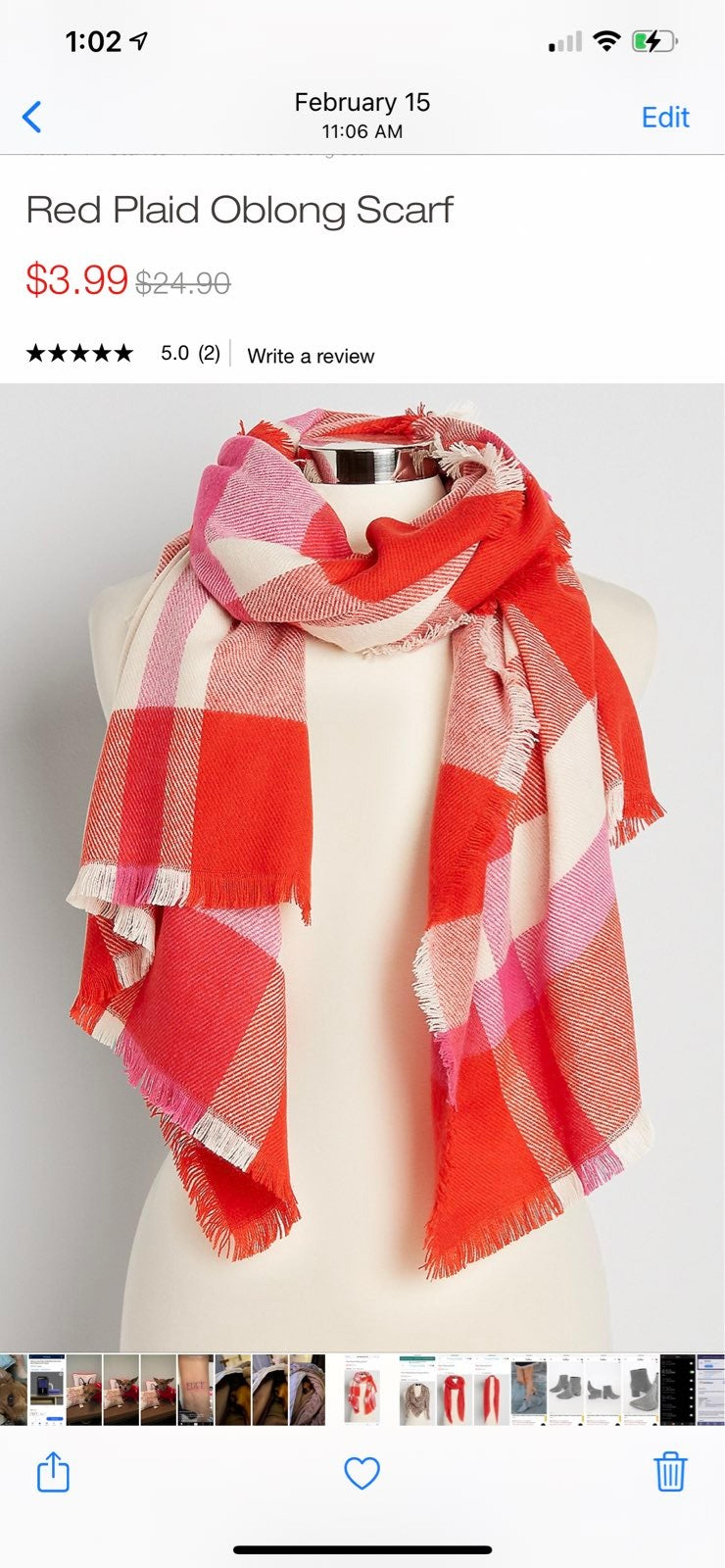 NWT Red Oblong Scarf