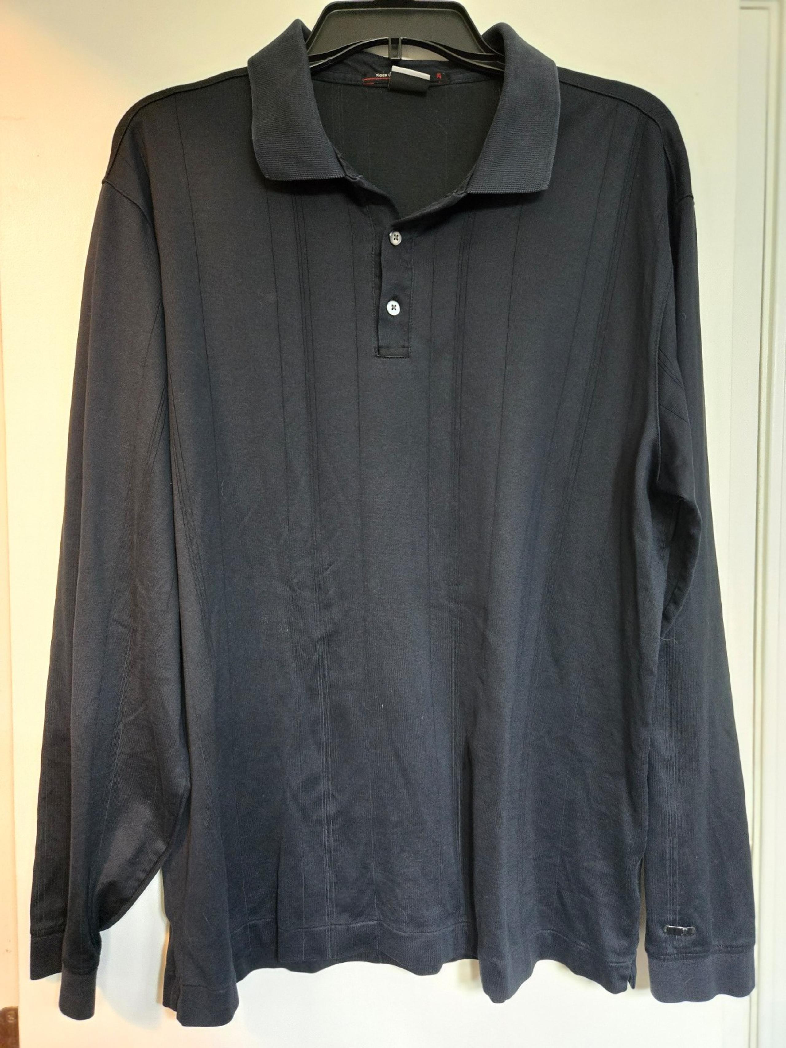 Nike Tiger Woods Collection Mens Dri Fit Long Sleeve Polo Shirt Golf Size Large