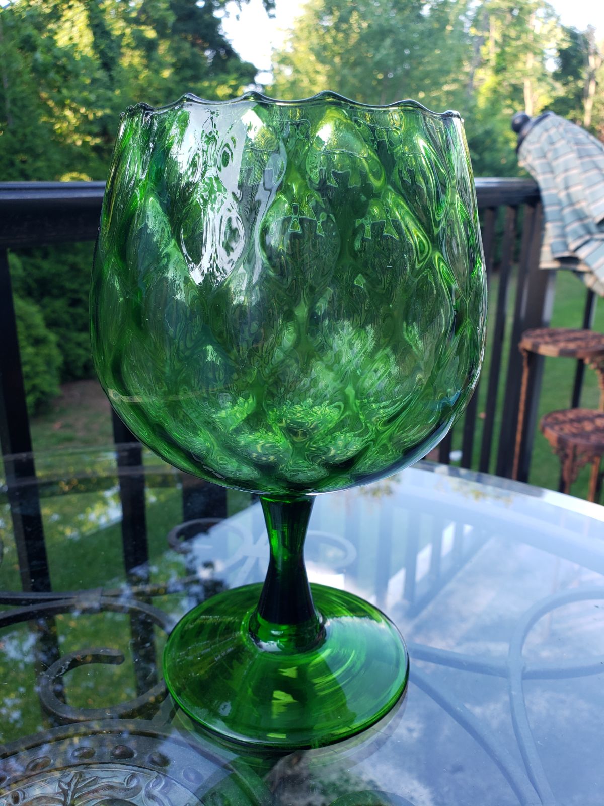 Vintage Empoli MCM Green Art Glass Decor