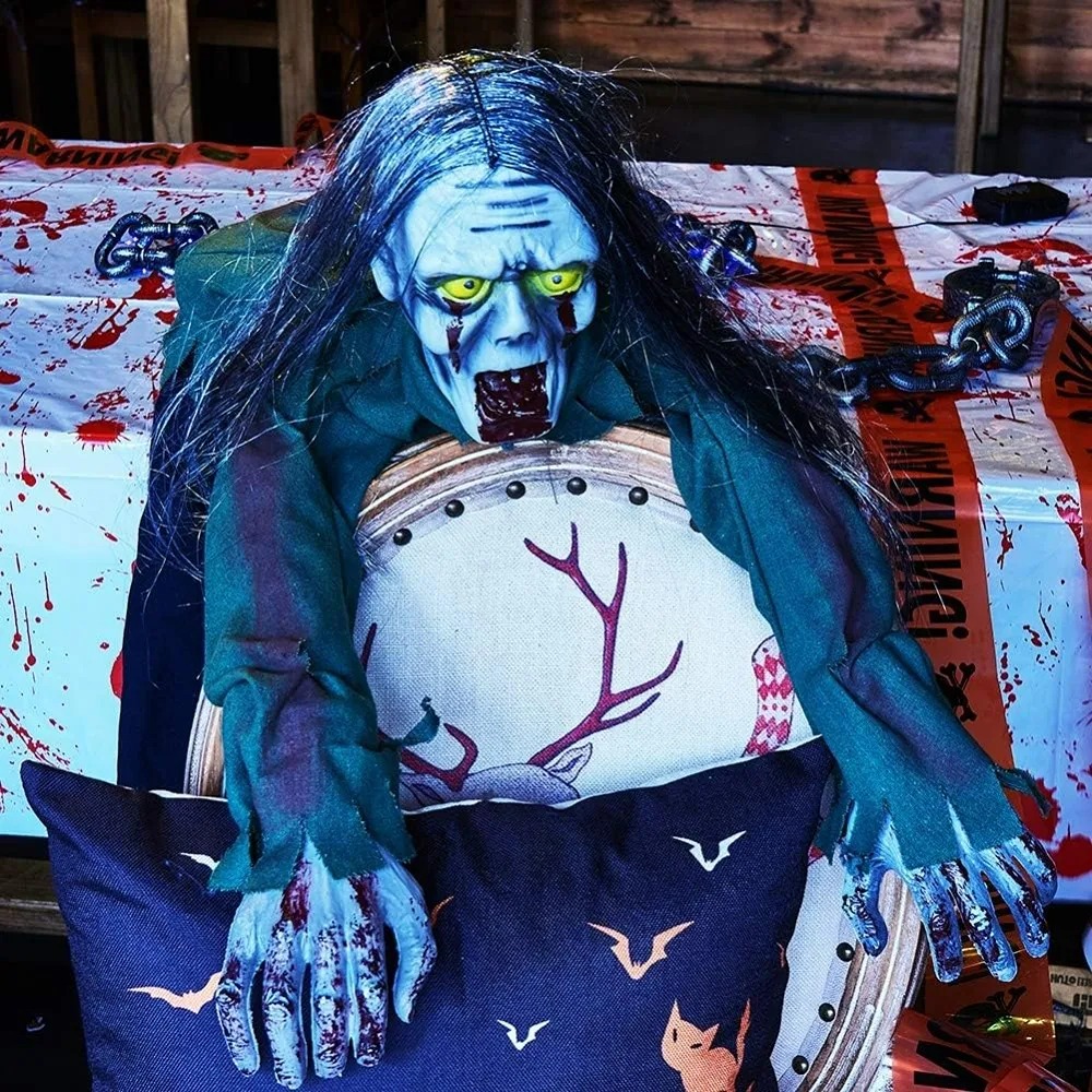 Halloween horror electric walking ghosts, long hair, scary voices, party decor