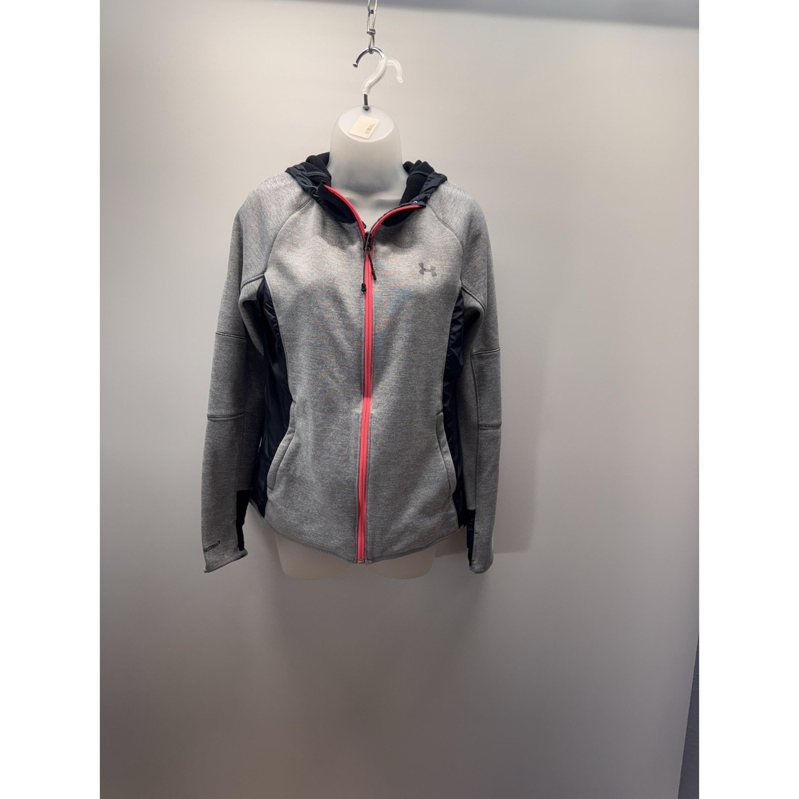 Under Armour Hoodie Women's Medium Running Shirt Grey Long Sleeve Full Zip Storm