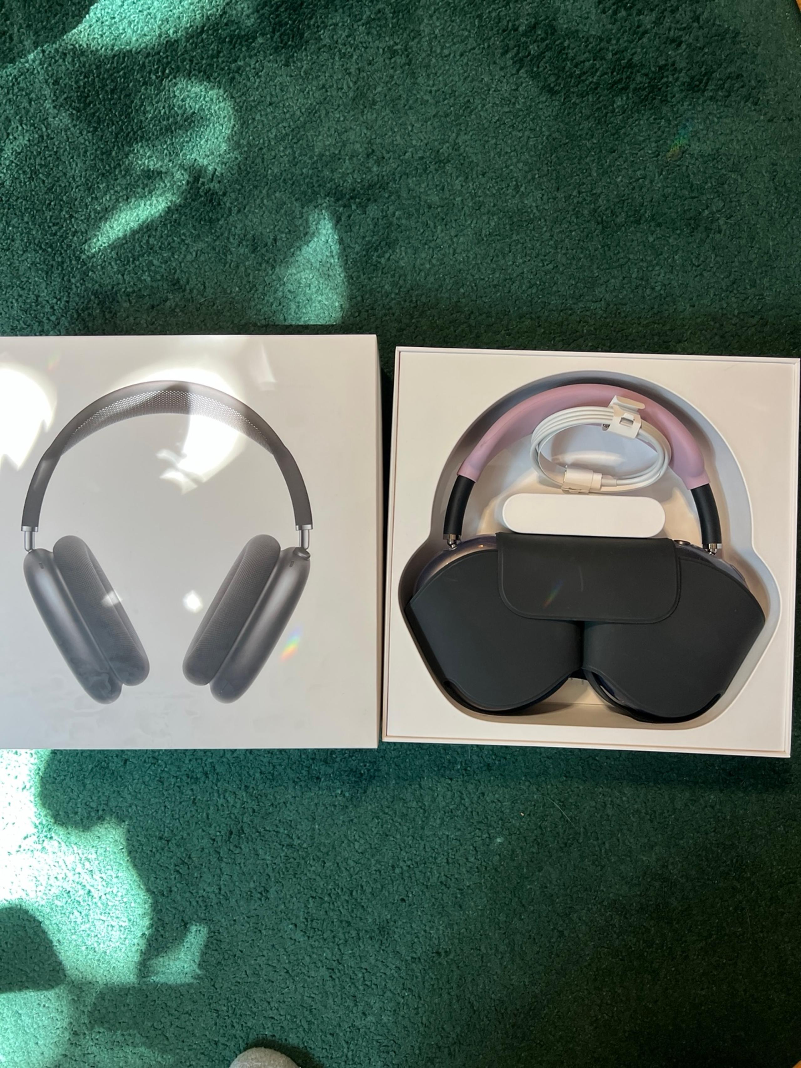 AirPods Max in space grey  (with purple accessories)