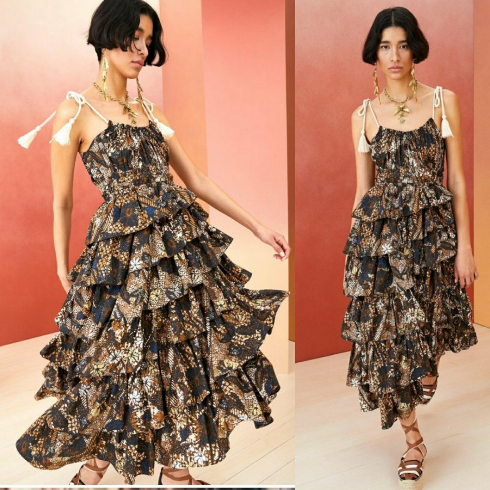 Ulla Johnson Estela Tiered Ruffle Midi Dress cotton size 4