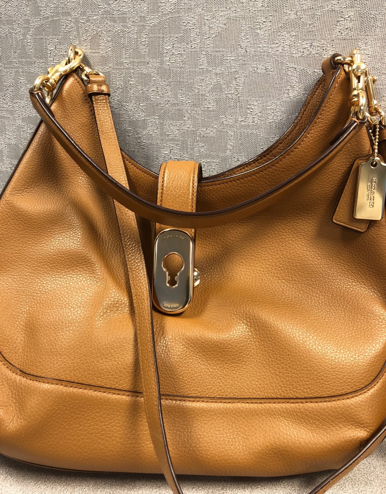 Peanut butter Leather Hobo Bag