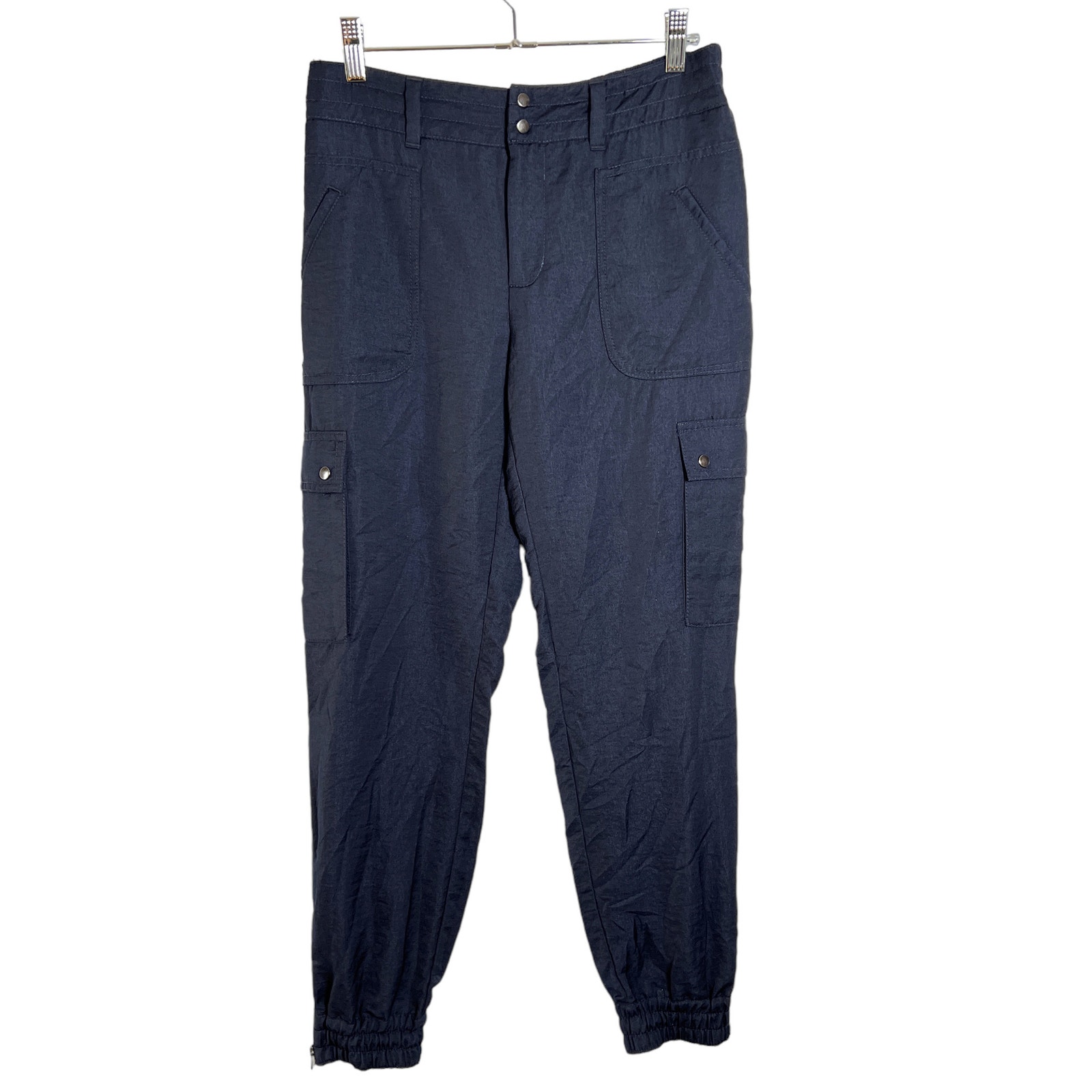 Anthropologie Elevenses Aubrey Cargo Trousers SIZE 2 Navy Blue Joggers Pants