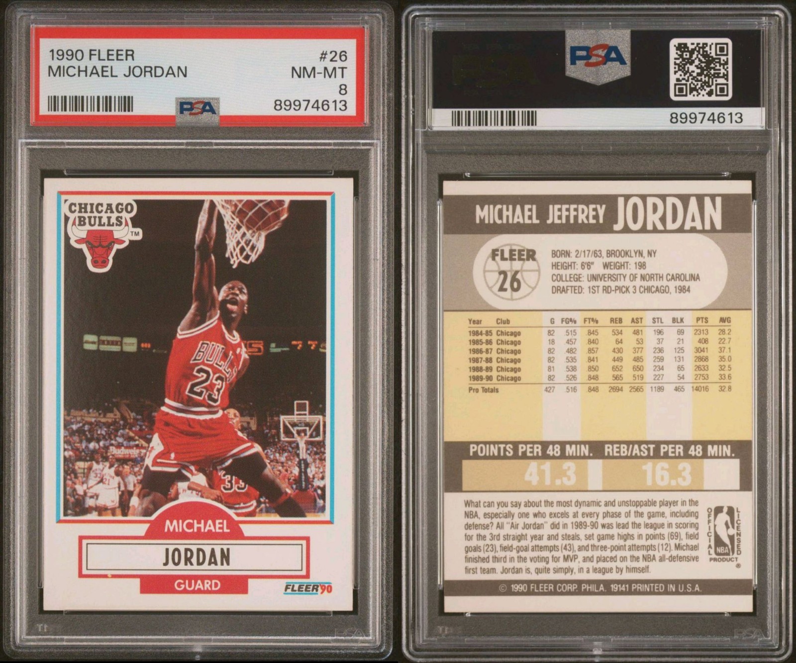 1990 FLEER #26 MICHAEL JORDAN PSA 8