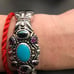 CAROLYN POLLACK STERLING SILVER TURQUOISE AMETHYST GEM CUFF BRACELET # 143