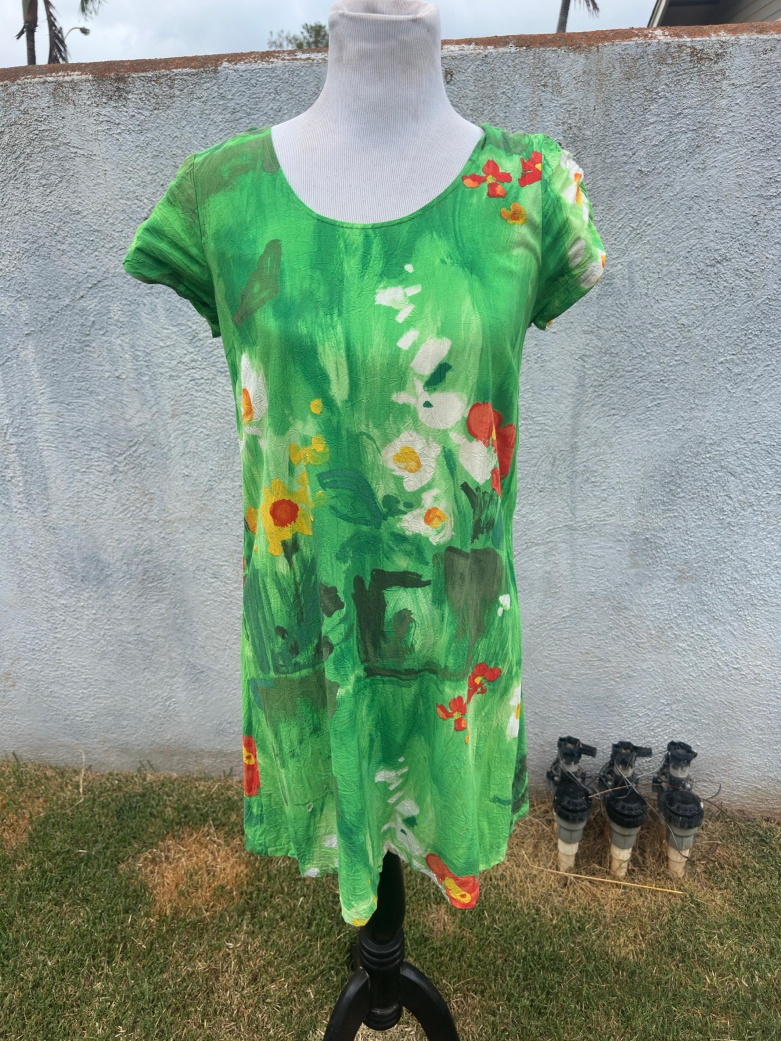 PreOwned Jams World Hawaiian Print Dress Green Women's Small