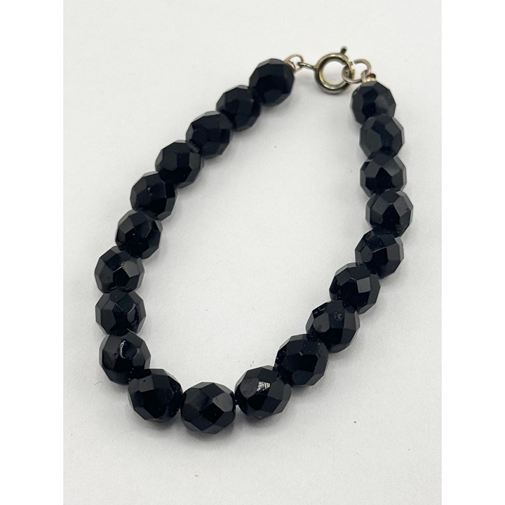 Vintage black crystal beaded bracelet