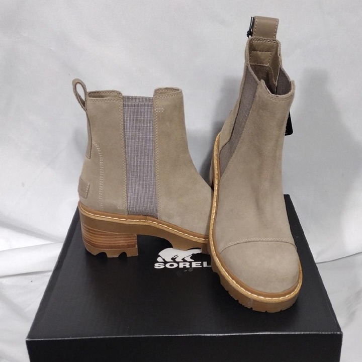 NIB Sorel womens Joan Now™ Chelsea Boot Omega Taupe Gum size 7.5