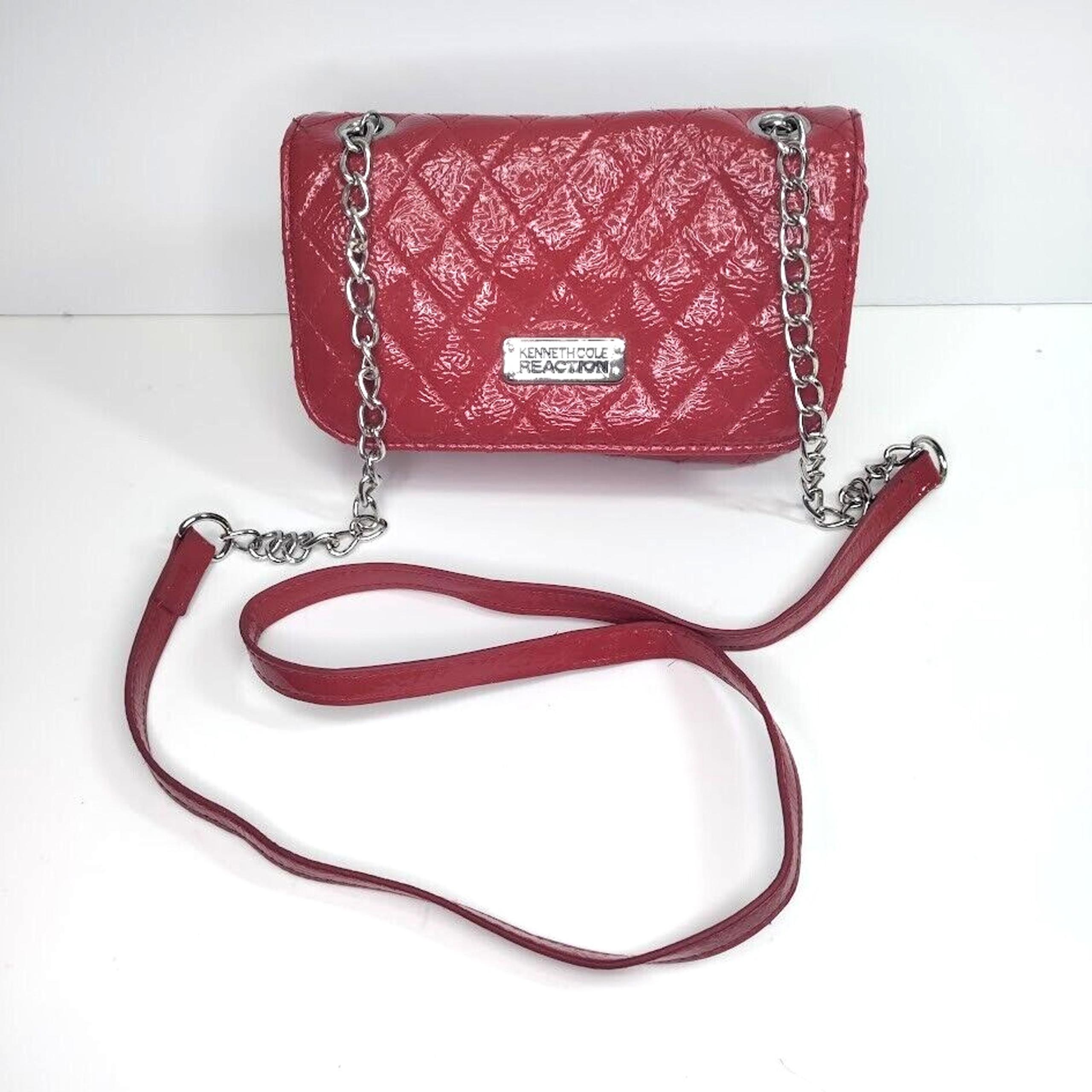 Kenneth Cole Reaction Red Quilted Faux Patent Leather Shoulder Crossbody Bag