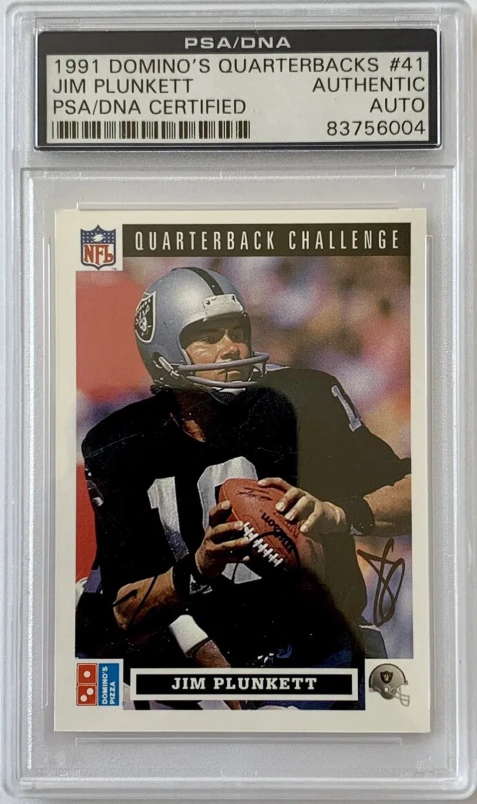 JIM PLUNKETT AUTO PSA/DNA Certified Authentic 1991 Upper Deck Raiders NFL