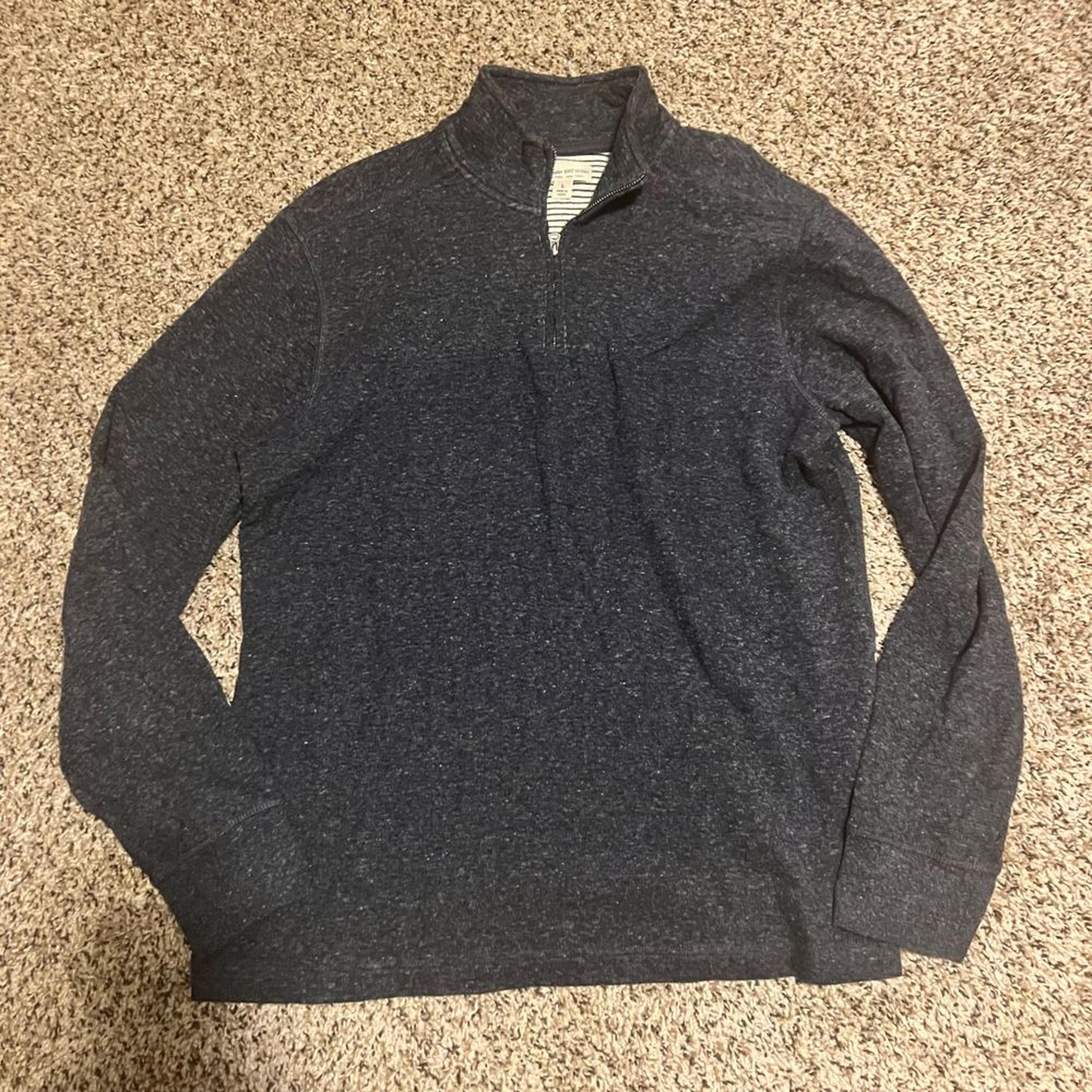 J.Crew Blue Quarter-Zip Pullover Sweater Knit Cotton Casual Classic Size L