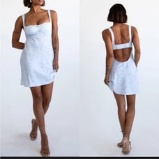 Rumored “Loverboy” Mini Dress in Forget-Me-Not Print