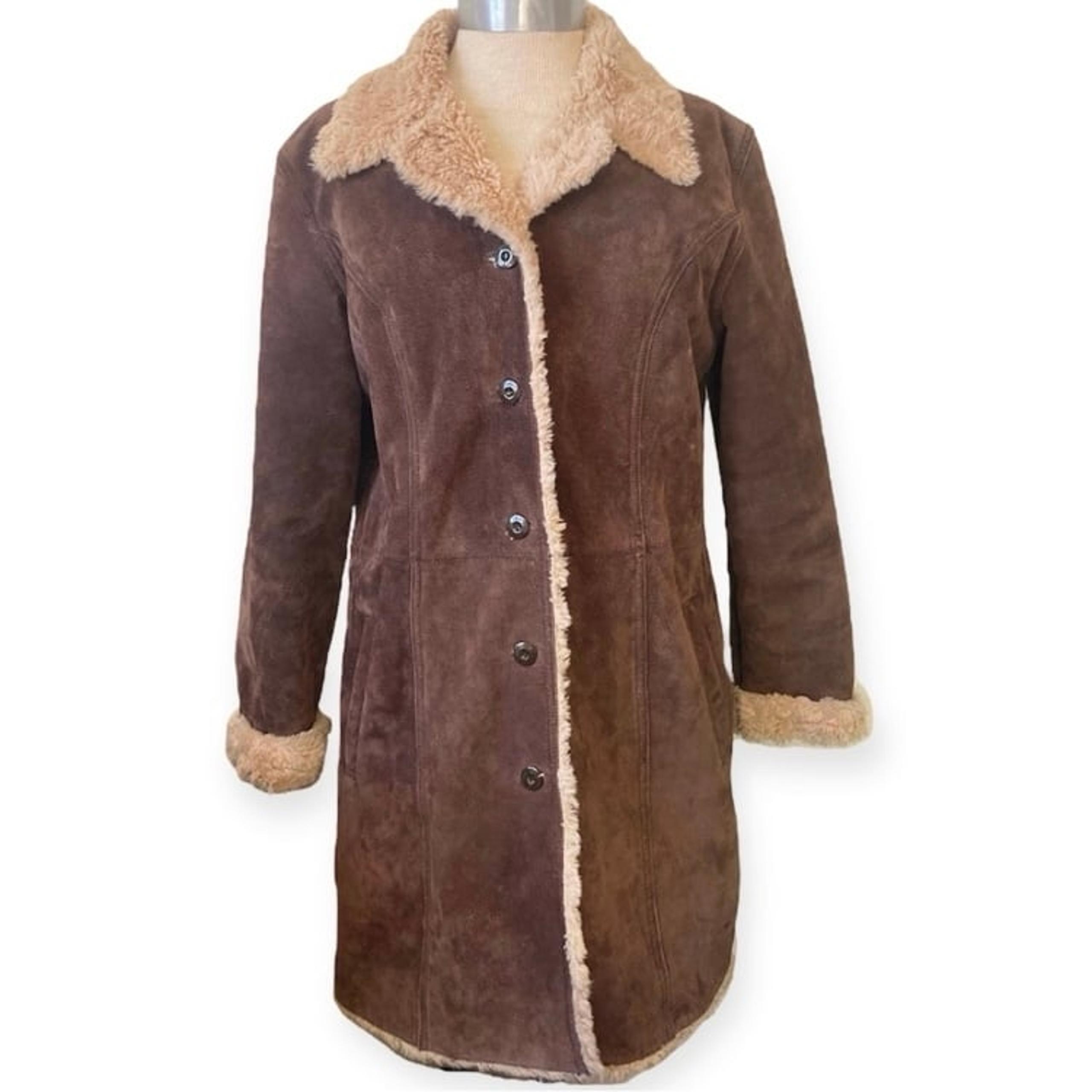 DELETING TODAY!! Wilsons Leather Suede Fur Brown Tan Y2K Vintage Coat Penny Lane