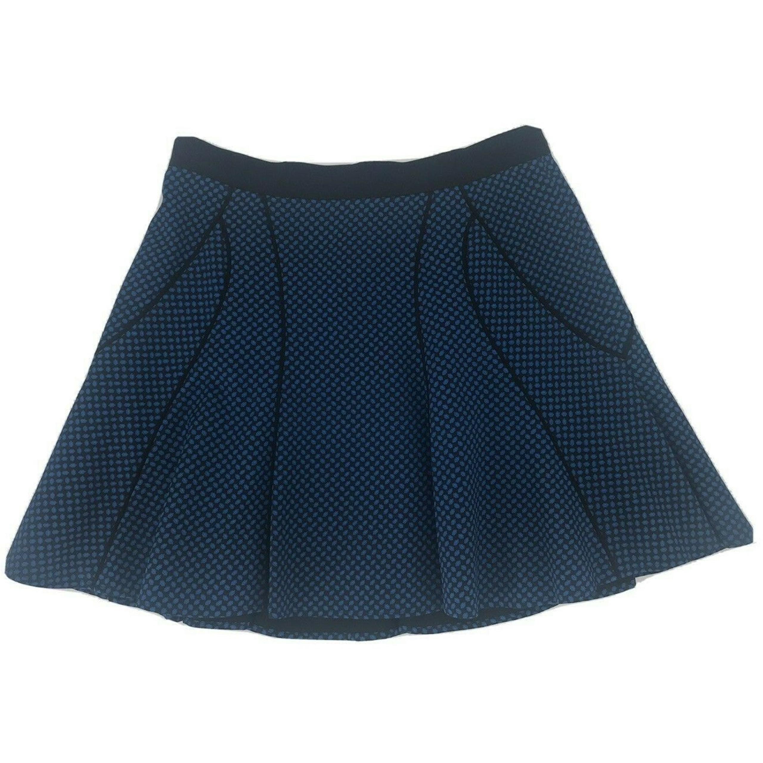 DKNY Womens Black Blue A-Line Mini Skirt Size 10 Silk Blend