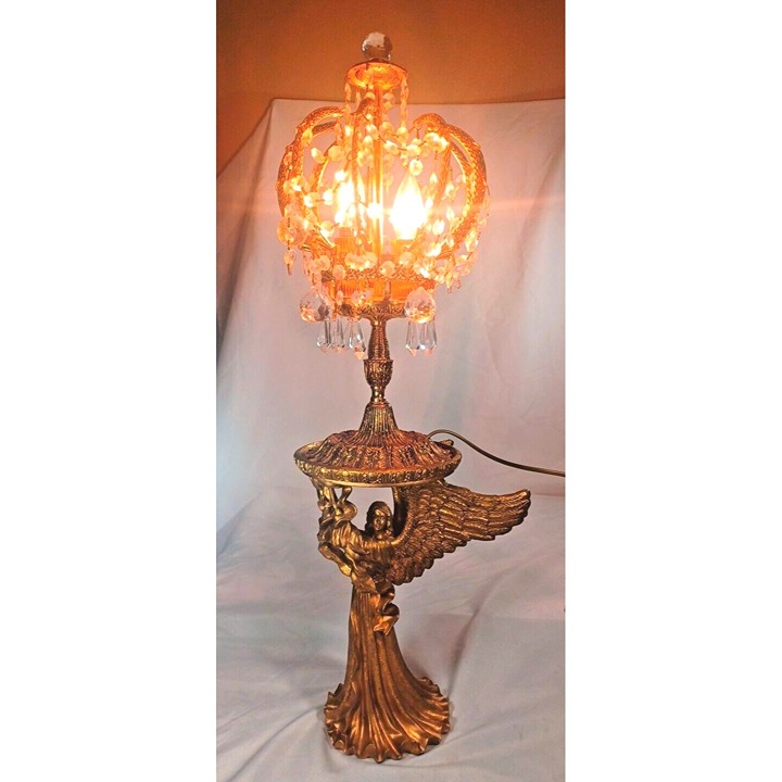 12 Gold Art Nouveau Deco Shimmering Gold Angel Plant Candle Lamp Menorah Holder