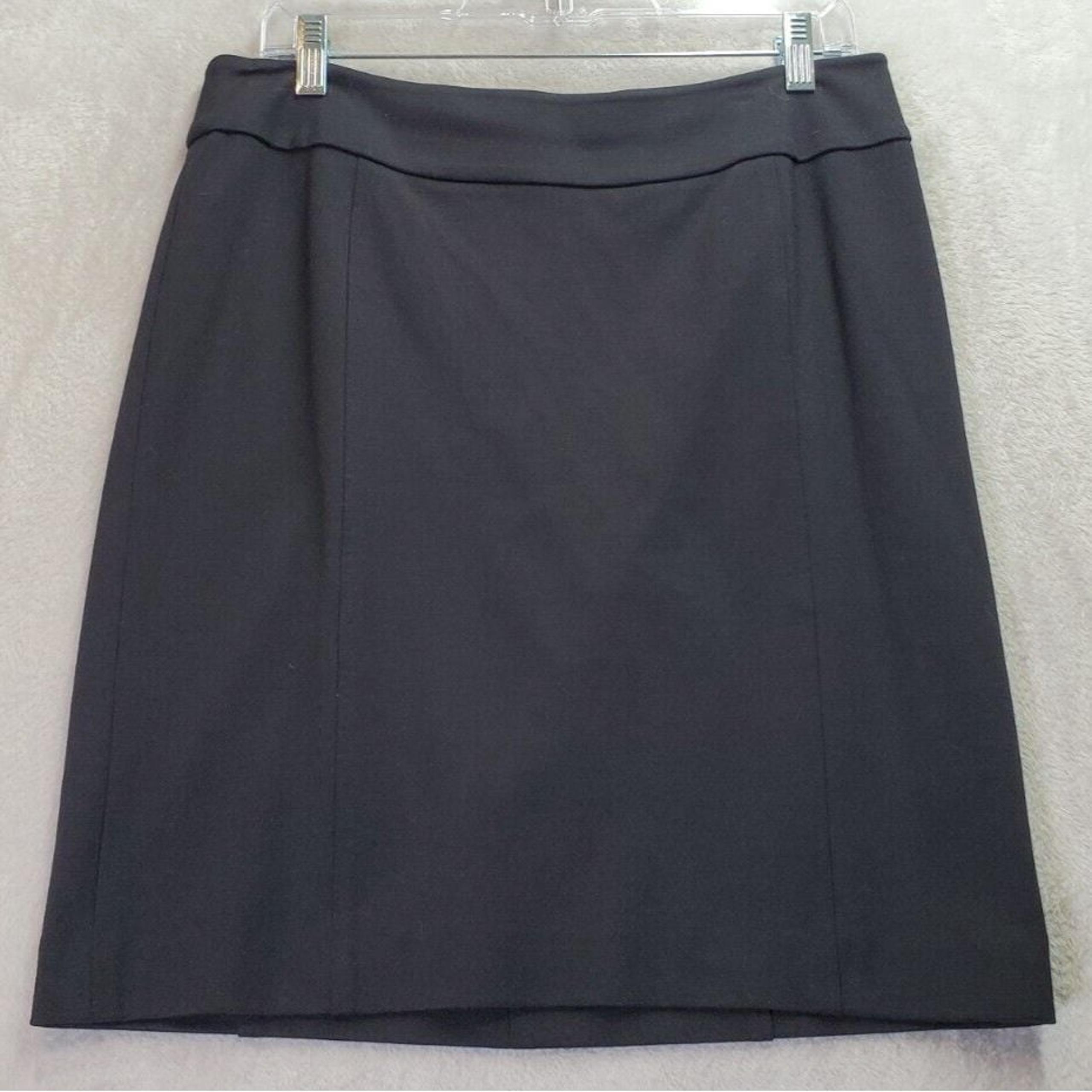 Halogen A Line Skirt Womens Size 10 Black Rayon Casual Dark Wash Back Zipper