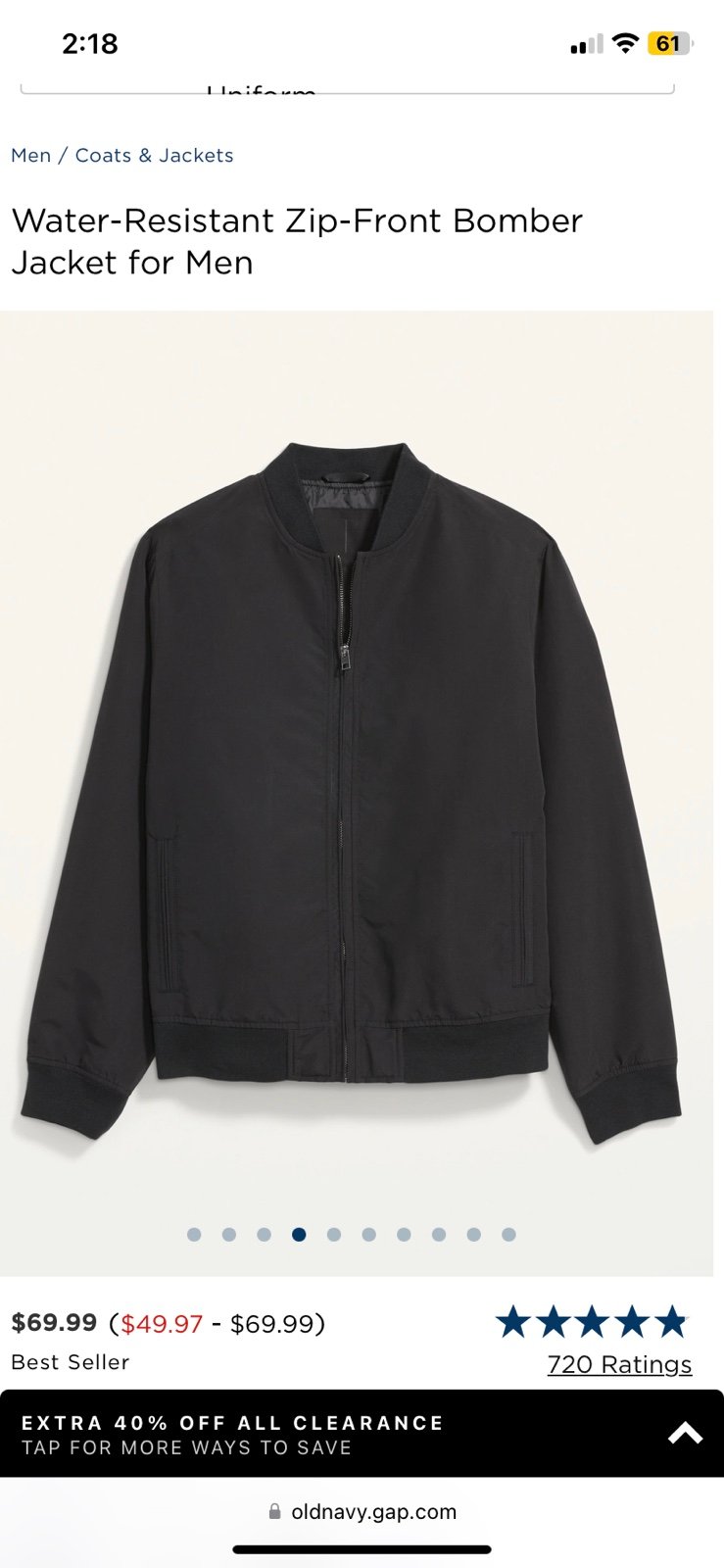Old Navy Bomber Jacket in Black