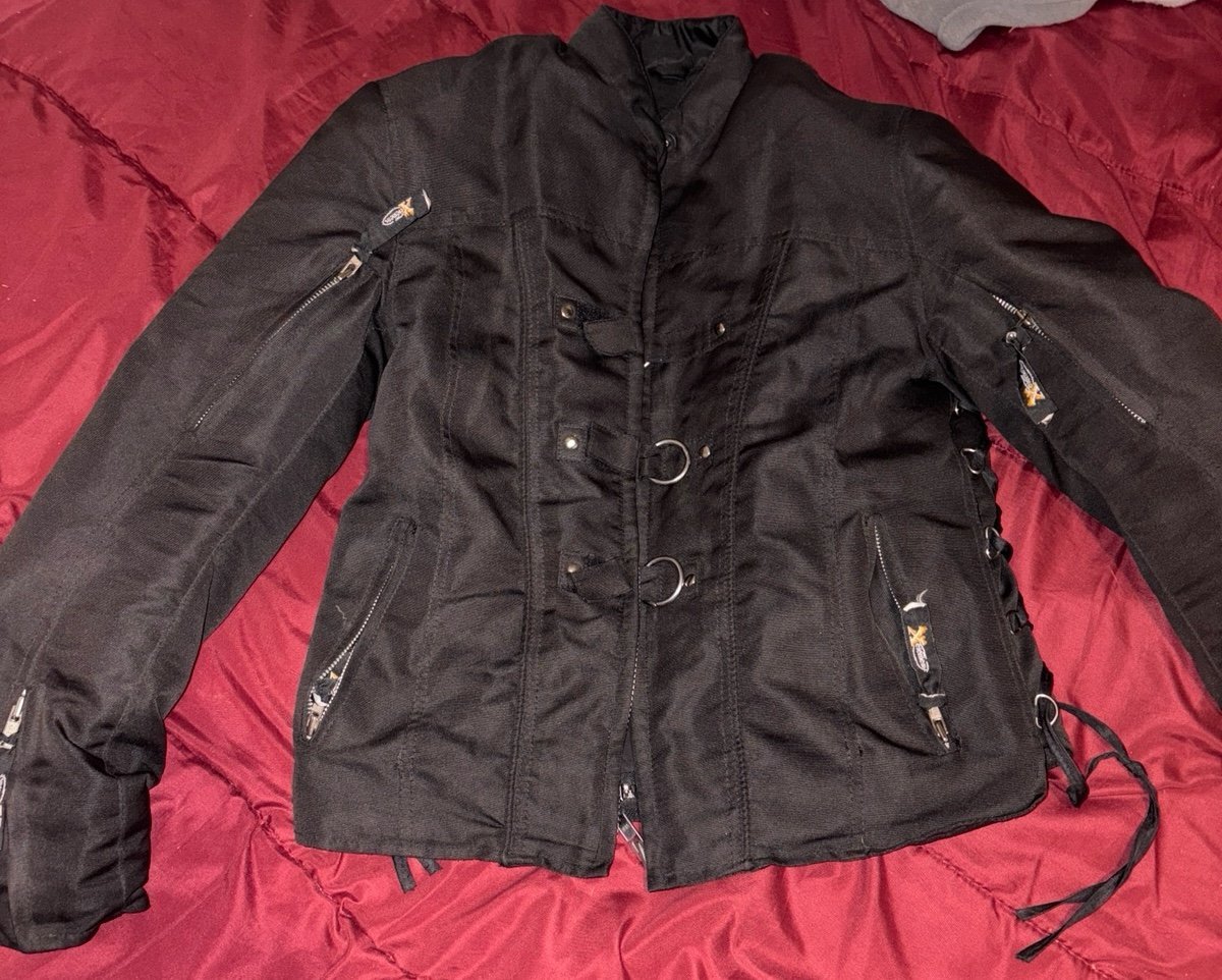 Black Motorcycle Jacket With Padding medium