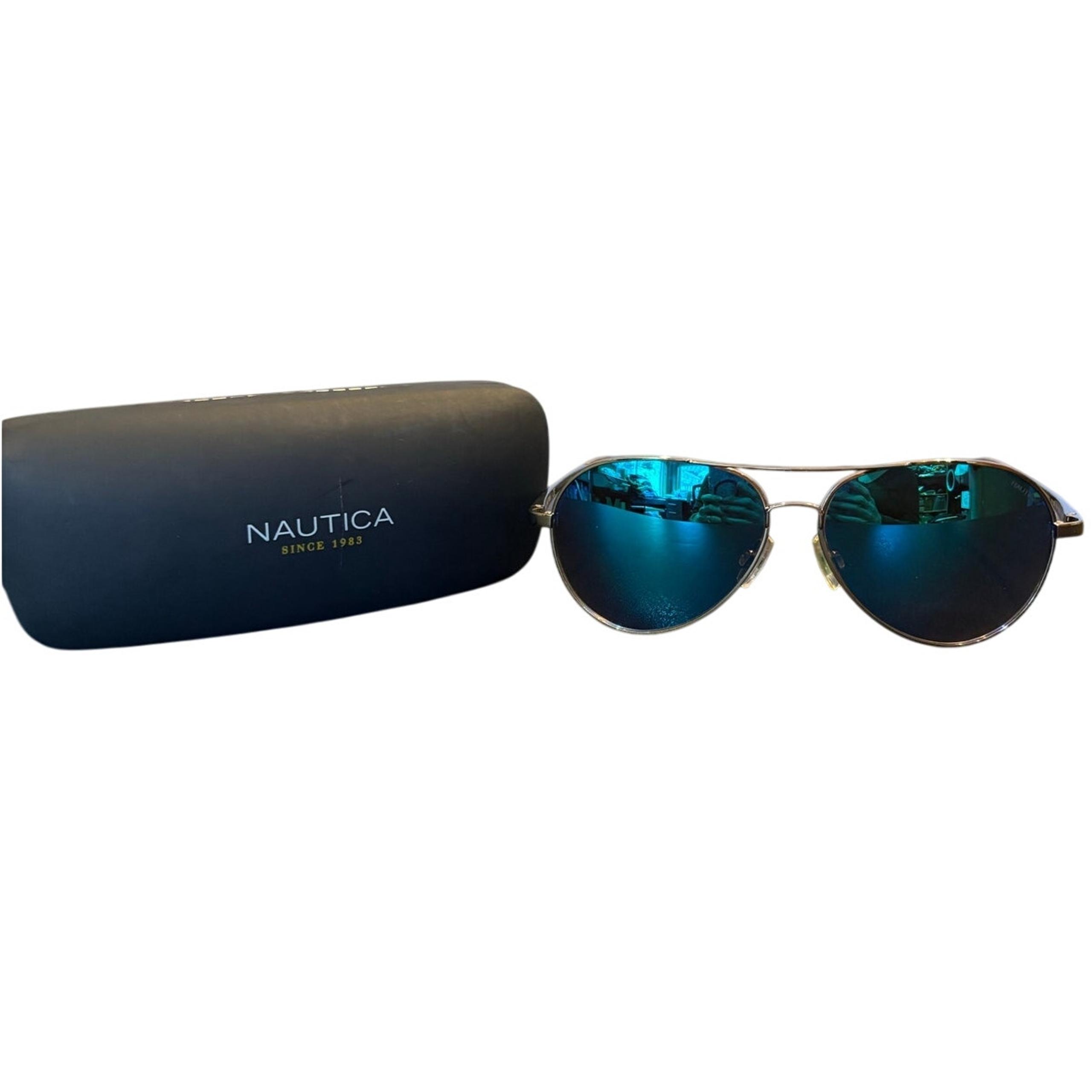 Men's Nautica Aviator Sunglasses N5110s Gold & Brown, EUC