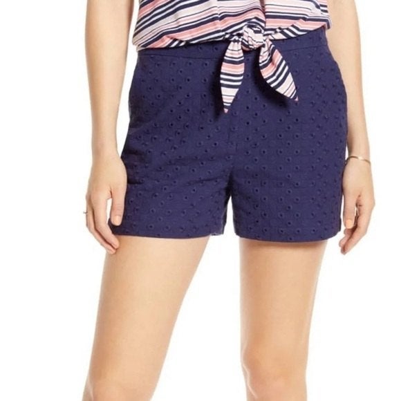 1901 Eyelet Shorts Navy Blue Cotton Size 2