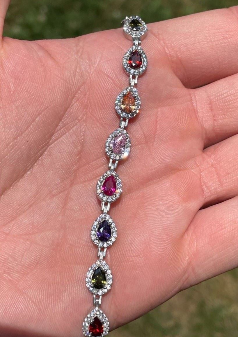 Women's 925 Silver Teardrop Bracelet Adjustable