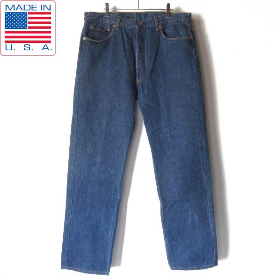 Excellent Condition 1994 USA Made Levi's 501 Navy Blue with Pilling, Actual Measurements W38 L32