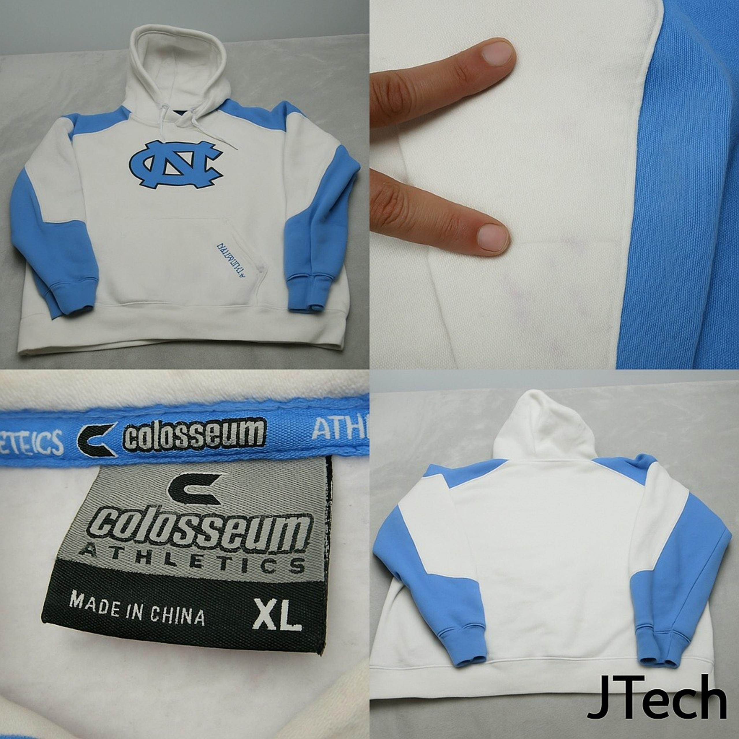 Vintge UNC Tar Heels Hoodie Mens XL Colosseum White Blue Thick Heavyweight