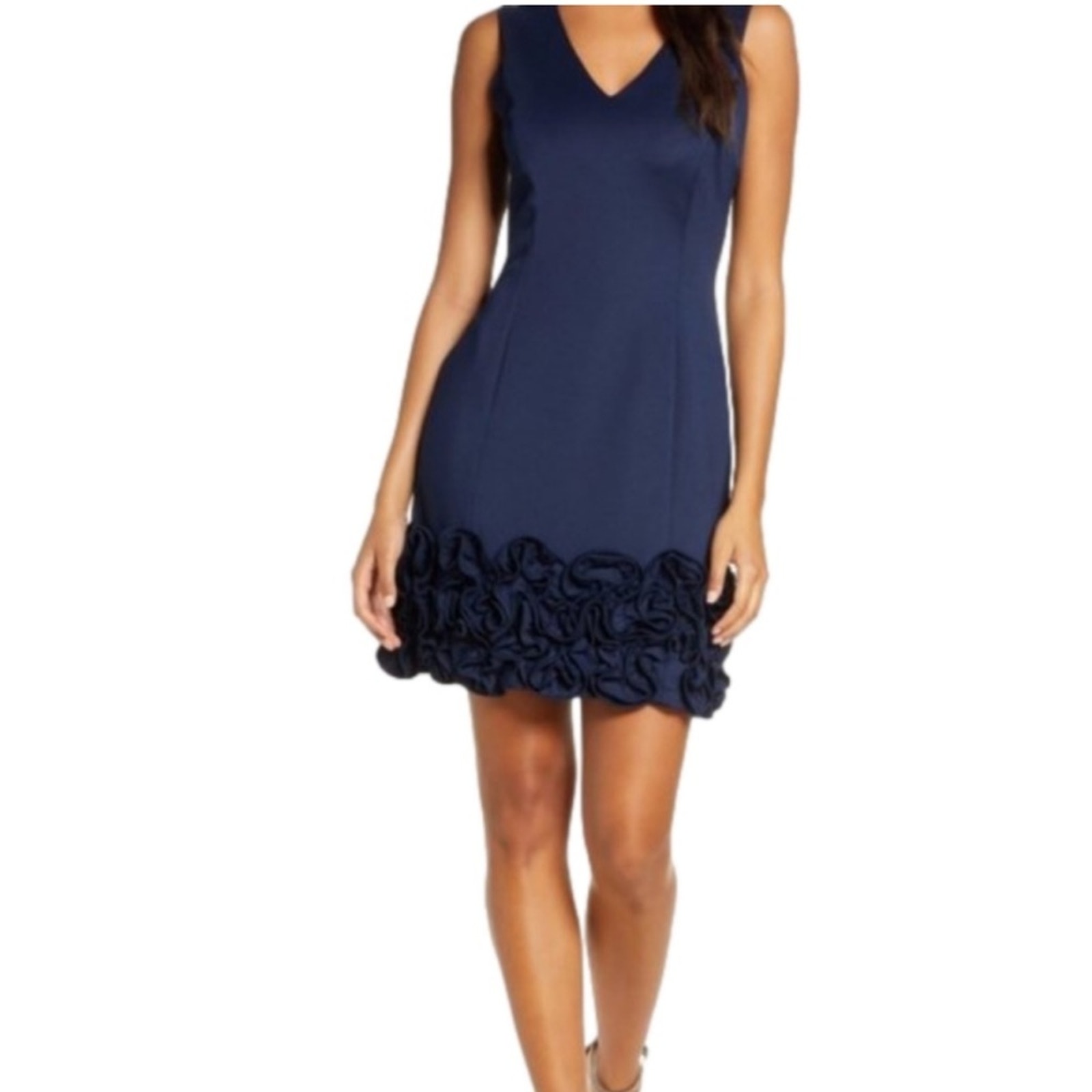 NWT Donna Ricco Cupcake Hem Scuba Sheath Dress navy blue size 10