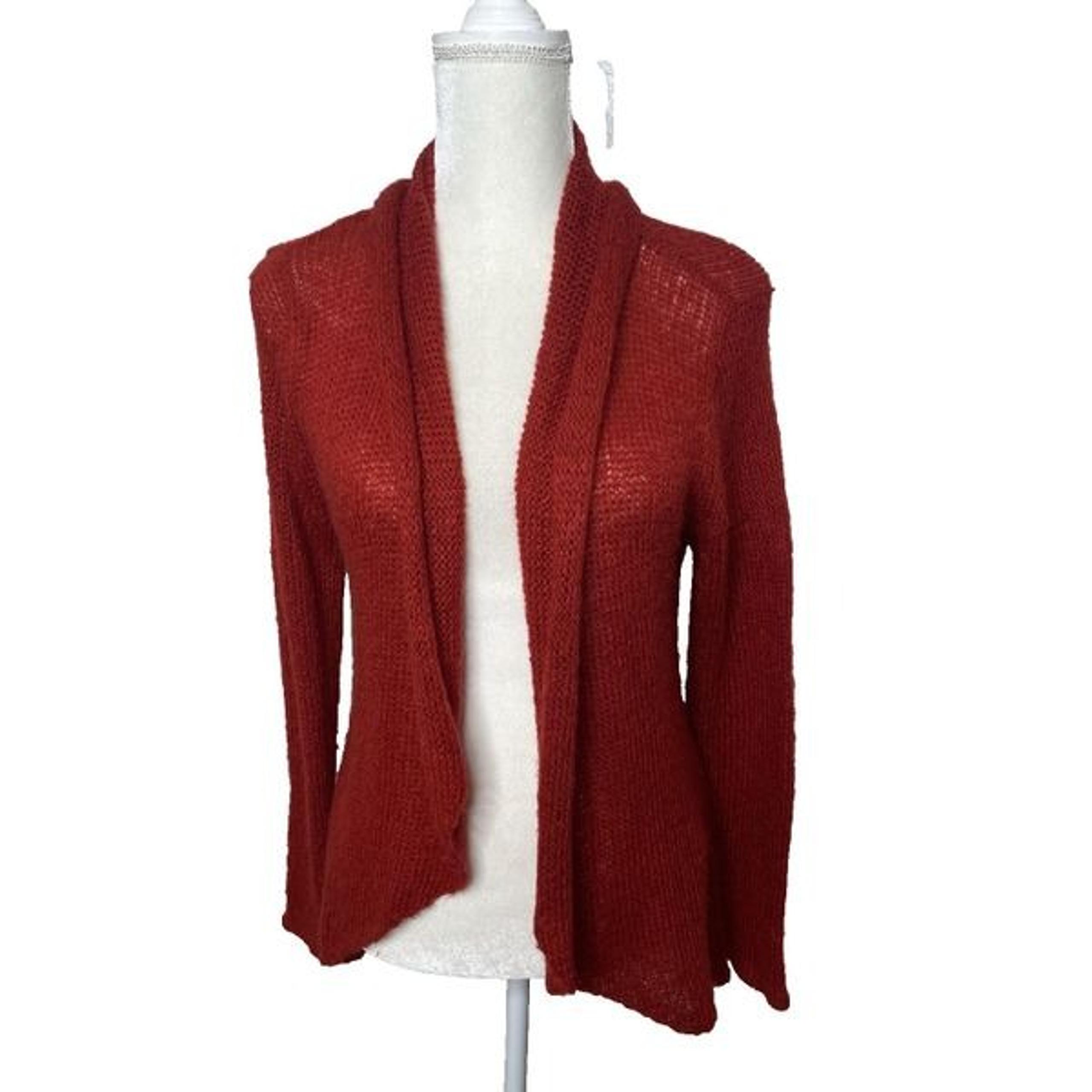 Wooden Ships Cardigan Sweater Womens S M Red Wool Mohair Open Long Sleeve