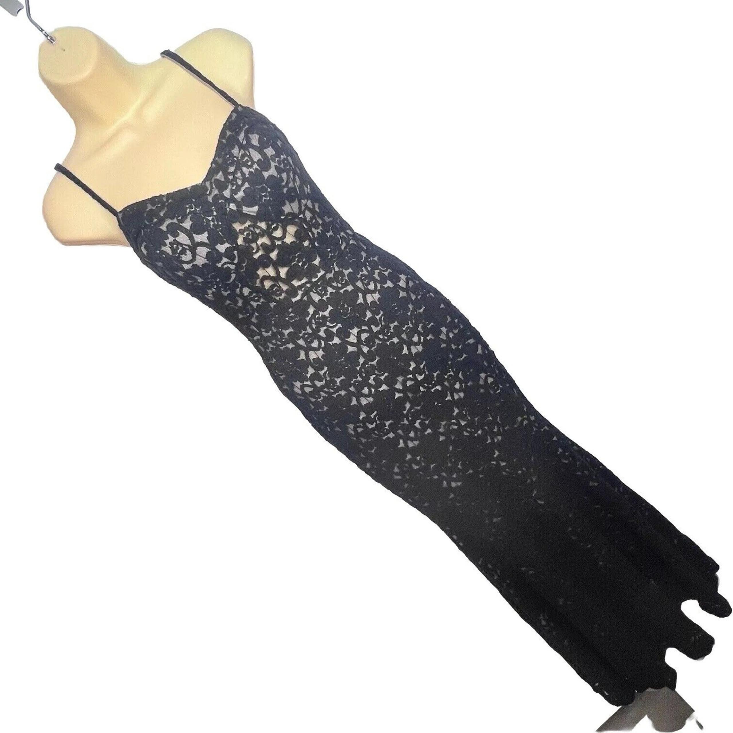 Black Lace Mermaid Maxi Dress Womens Size Medium Fairygrunge Witchy Whimsigoth
