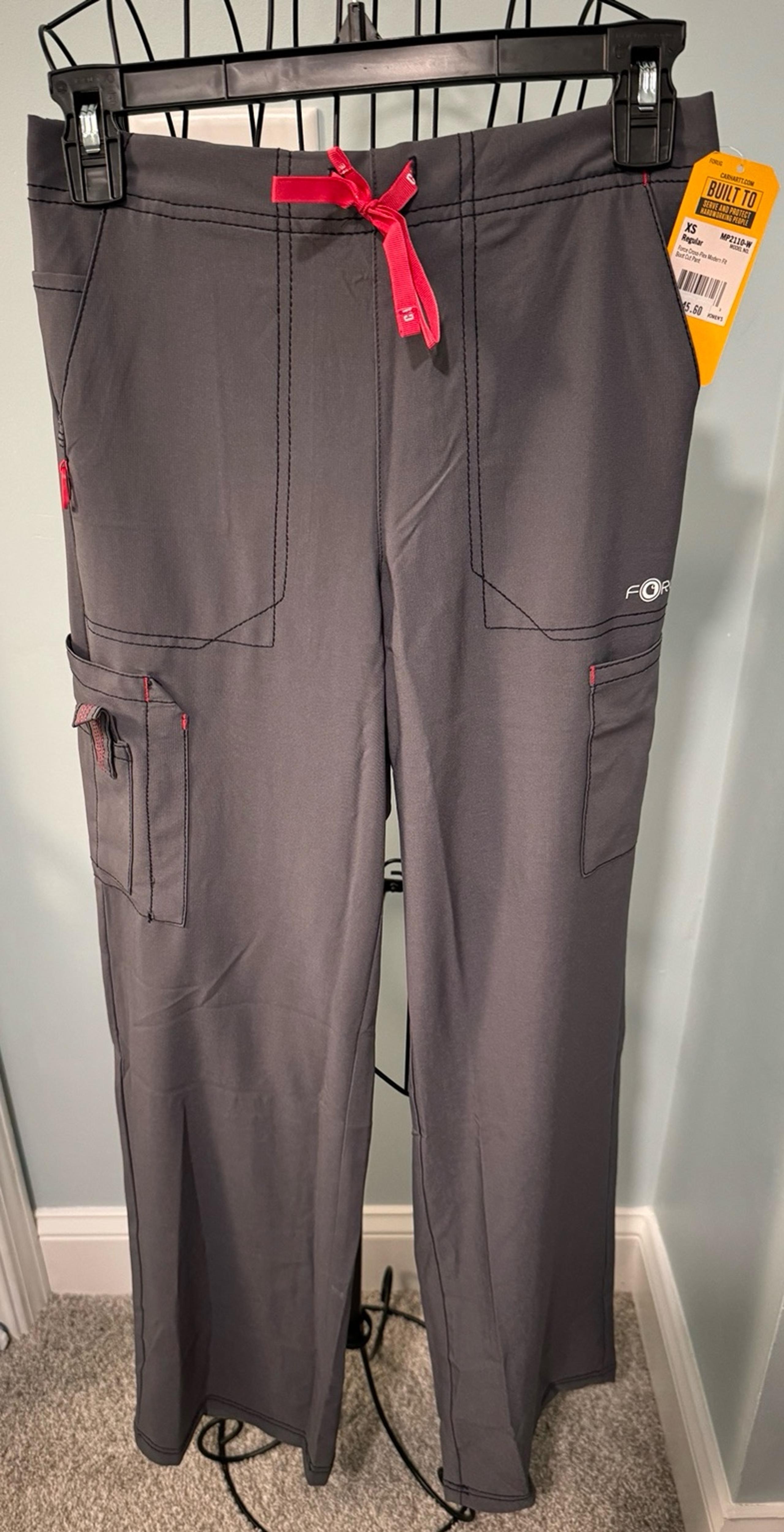 CARHARTT WOMEN'S FORCE CROSS-FLEX Pewter Gray CARGO SCRUB PANTS XS Extra Small