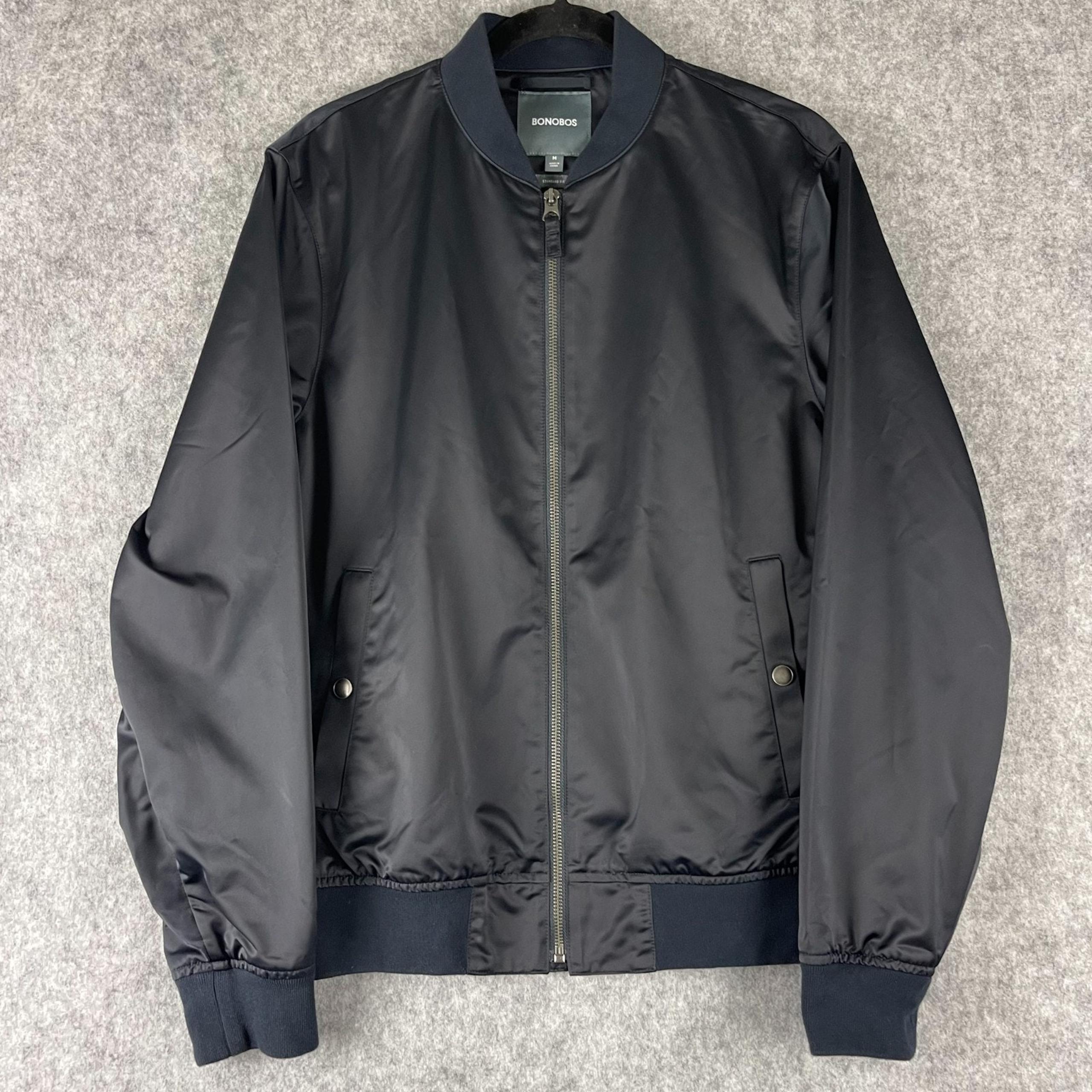 Bonobos Bomber Jacket Mens Medium Navy Blue Standard Fit Full Zip