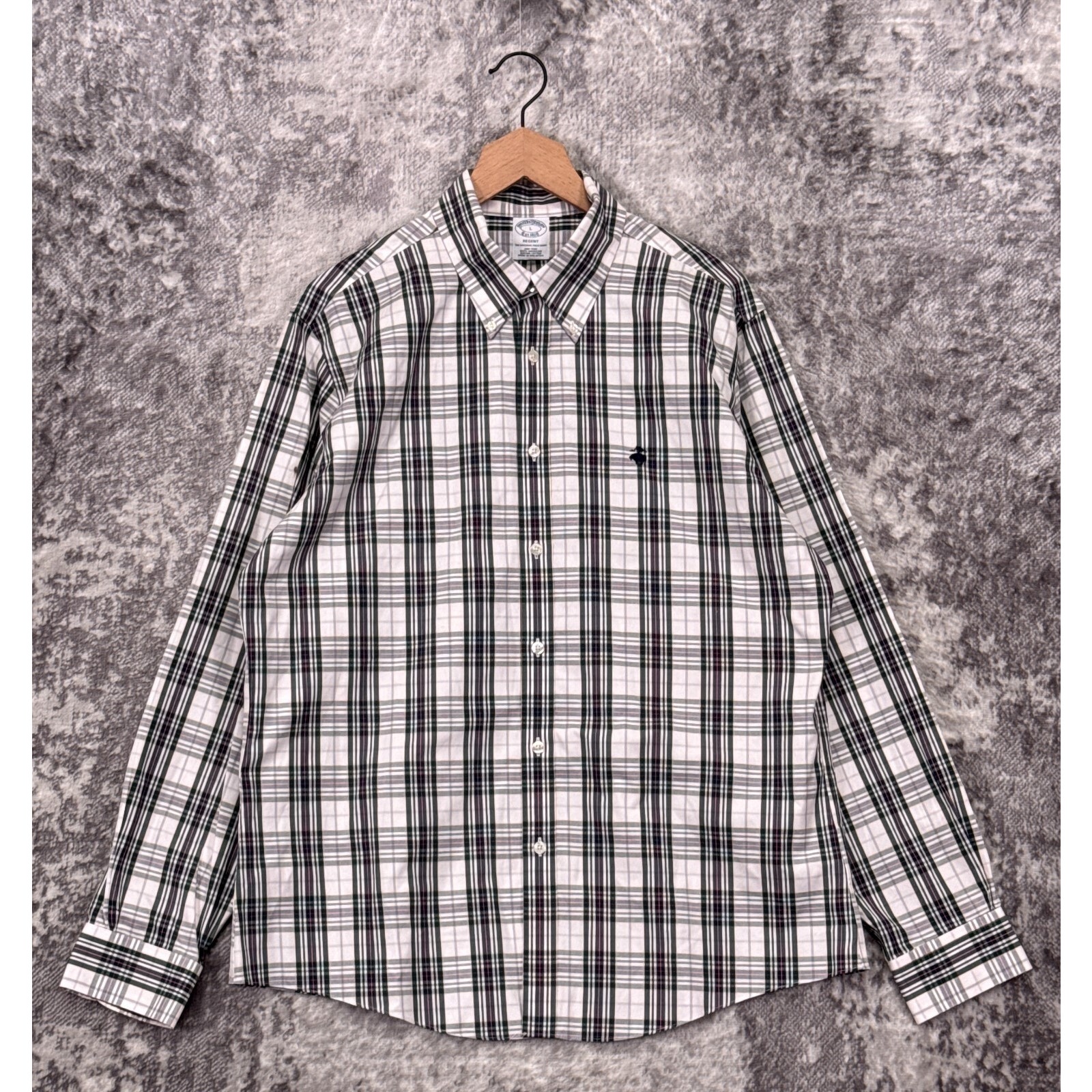 Brooks Brothers Shirt Large Mens Regent Non Iron Embroidered Oxford Button