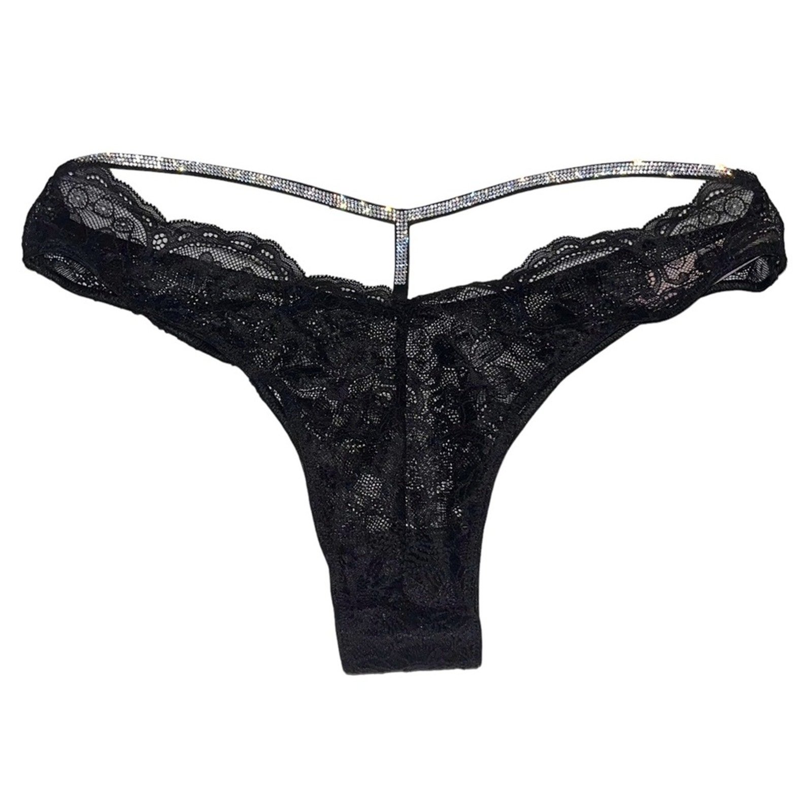 Victoria’s Secret Shine Strap Y-Back Cutout Back Lace Brazilian Panty Size Large